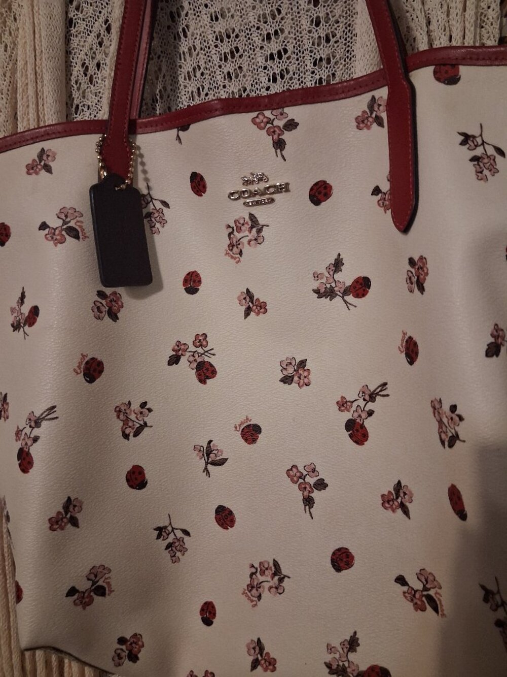 Rare large lady bug coach tote bag